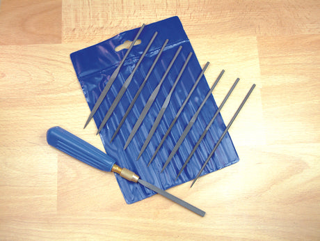 Needle File Set 10pc with Handle Expo Tools Round Flat Hand Square Oval 72502
