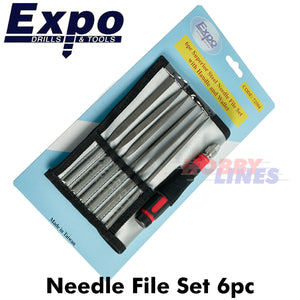 Needle File Set 6pc & Handle Superior Steel in wallet Expo Tools72504