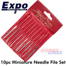 Load image into Gallery viewer, Diamond Needle Files 10pc Mini Set round flat hand square etc Expo Tools 72506
