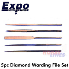 Load image into Gallery viewer, Diamond Warding File 5pc Set in Wallet Expo Tools Round Square Files 72514
