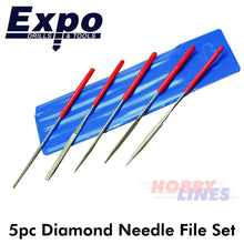 Load image into Gallery viewer, Diamond File Set 5pc Miniature Expo Tools Mini Files Round Square 72517
