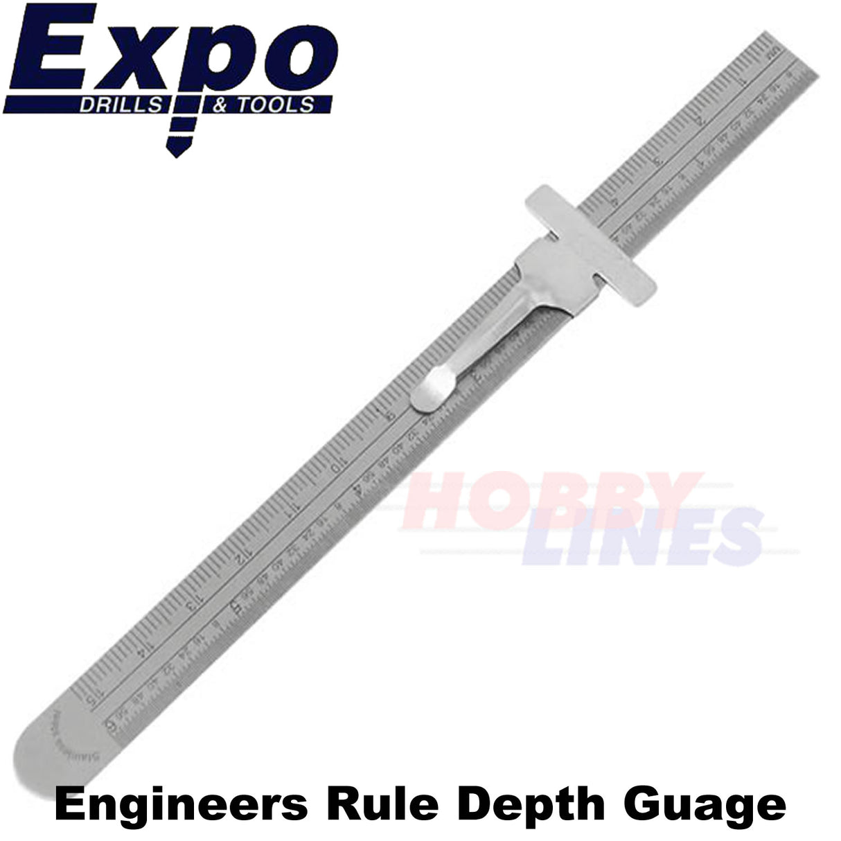 Engineers 6" Rule & Depth Guage Pocket Clip Stainless Steel Expo Tools 74009