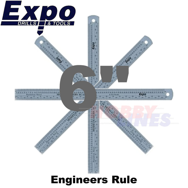 Engineers 6" Rule Stainless Steel conversion chart on reverse Expo Tools 74010