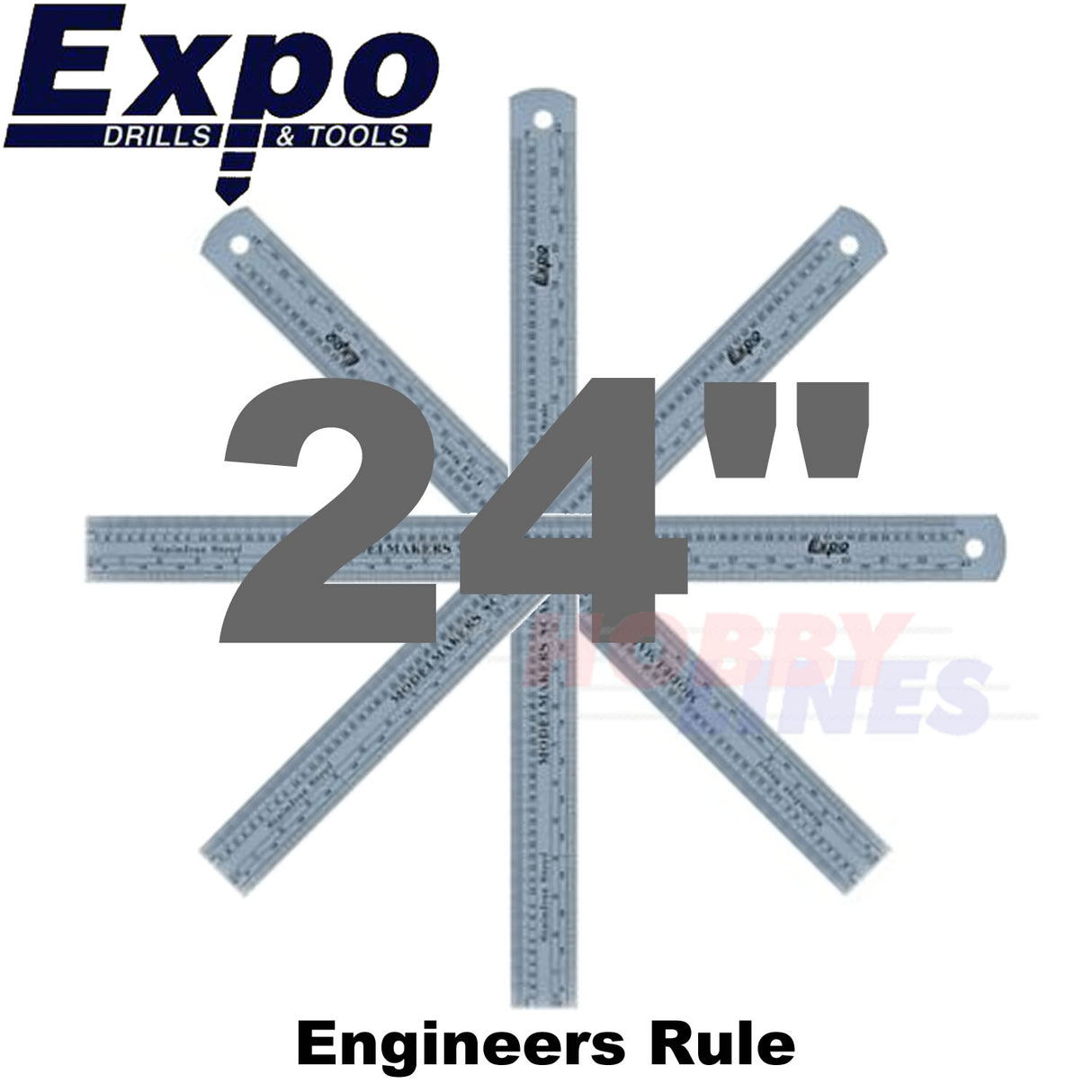 Engineers 24" Rule Stainless Steel conversion chart on reverse Expo Tools 74012
