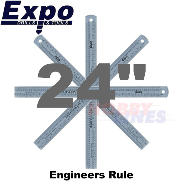 Engineers 24" Rule Stainless Steel conversion chart on reverse Expo Tools 74012