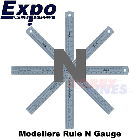 Modellers Scale Rule N Gauge 2mm Metric Imperial Stainless Steel Expo 74102
