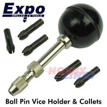 Load image into Gallery viewer, Ball Head Pin Vice Holder &amp; 5 Collets 0 - 2.5mm Expo Tools 75016
