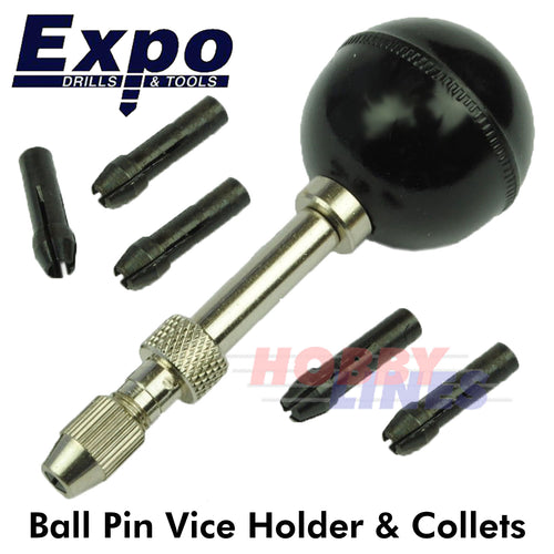 Ball Head Pin Vice Holder & 5 Collets 0 - 2.5mm Expo Tools 75016