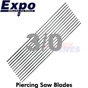 PIERCING SAW BLADES range Standard Quality packed 12 Sizes 6/0 - 0/3 Expo Tools