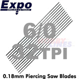 PIERCING SAW BLADES range Swiss Quality packed 12 Sizes from 6/0 - 3 Expo Tools