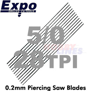 PIERCING SAW BLADES range Swiss Quality packed 12 Sizes from 6/0 - 3 Expo Tools