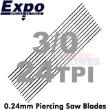 PIERCING SAW BLADES range Swiss Quality packed 12 Sizes from 6/0 - 3 Expo Tools