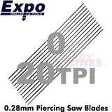 PIERCING SAW BLADES range Swiss Quality packed 12 Sizes from 6/0 - 3 Expo Tools