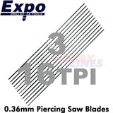 PIERCING SAW BLADES range Swiss Quality packed 12 Sizes from 6/0 - 3 Expo Tools