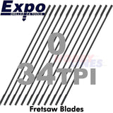 FRETSAW BLADES Fret Saw range packed 12 Size 00/0/1/2/3/4 36-22tpi Expo Tools
