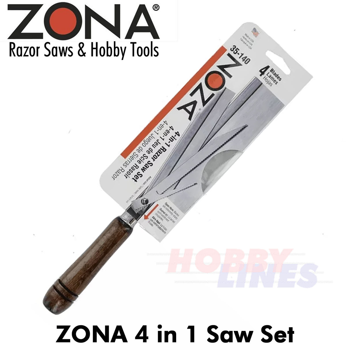 Razor Saw 4 in 1 set Complete 24, 32 & 52 TPI Hobby Tool Woodwork ZONA 35-140