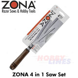 Razor Saw 4 in 1 set Complete 24, 32 & 52 TPI Hobby Tool Woodwork ZONA 35-140