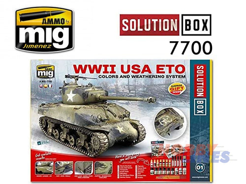 WWII AMERICAN ETO SOLUTION BOX Paint Modelling AMMO By Mig Jimenez MIG7700