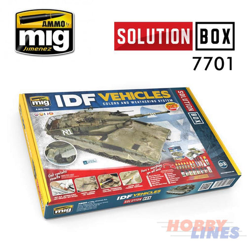 AMMO By Mig Jimenez MIG7701 IDF VEHICLES SOLUTION BOX 7701 Miltary Model Paint