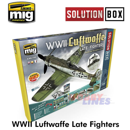 WWII LUFTWAFFE LATE FIGHTERS SOLUTION BOX Paint Model AMMO By Mig MIG7702