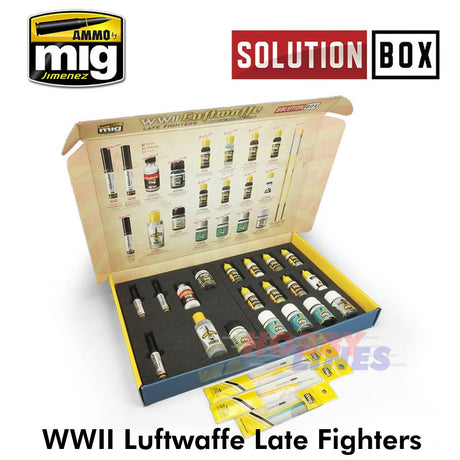 WWII LUFTWAFFE LATE FIGHTERS SOLUTION BOX Paint Model AMMO By Mig MIG7702