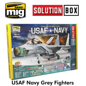USAF Navy Grey Fighters Solution Box Complete Painting Ammo by MIG MIG7709