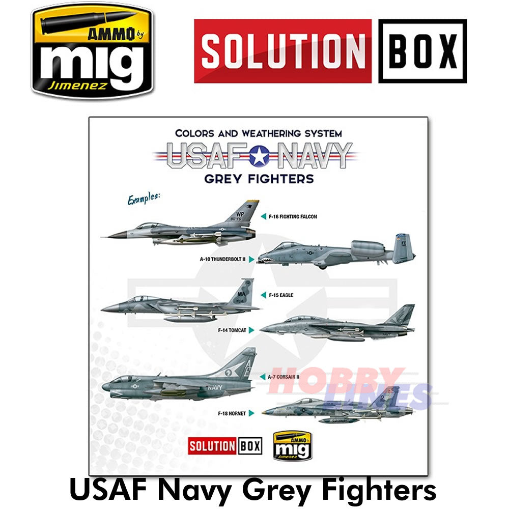USAF Navy Grey Fighters Solution Box Complete Painting Ammo by MIG MIG7709
