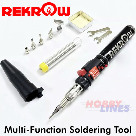 Gas Soldering Iron 5in1 Set Auto Butane Torch Naked Flame Welding Rekrow RK3114