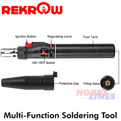 Gas Soldering Iron 5in1 Set Auto Butane Torch Naked Flame Welding Rekrow RK3114