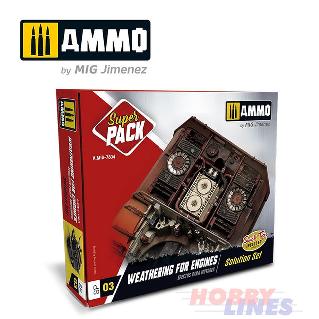 WEATHERING EFFECT for ENGINES Super Pack  AMIG7804 AMMO by Mig Jimenez