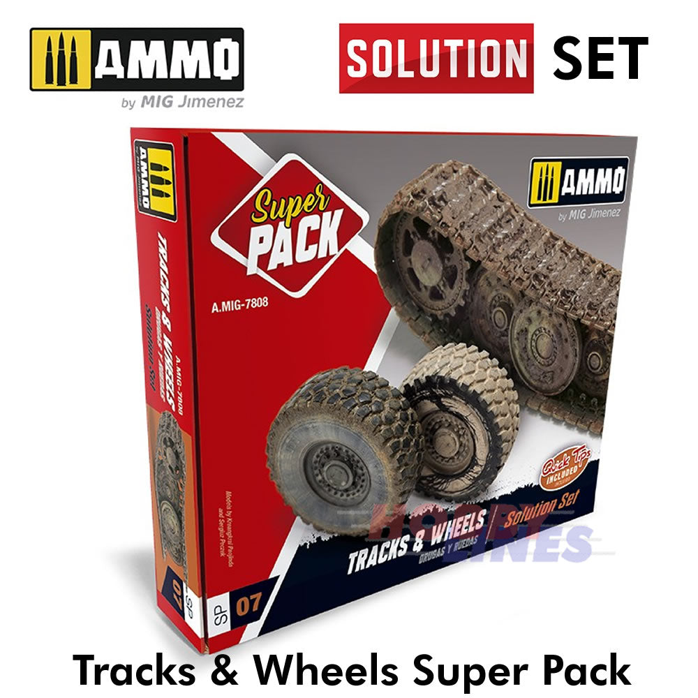 TRACKS & WHEELS Super Pack Solution Box Weathering kit AMMO Mig Jimenez MIG7808