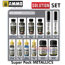 Load image into Gallery viewer, METALLICS Super Pack Solution Box Metal finishes AMMO by Mig Jimenez MIG7804
