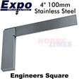 ENGINEERS TRI SQUARE Right Angle 90° Straight Edge Stainless Steel 4" 100mm Tool