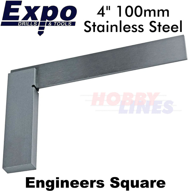 ENGINEERS TRI SQUARE Right Angle 90° Straight Edge Stainless Steel 4" 100mm Tool