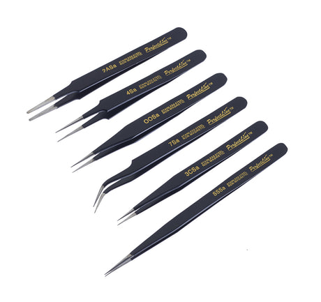 Tweezer 6pc Professional Set Epoxy Coated Stainless Steel Expo Tools 79032