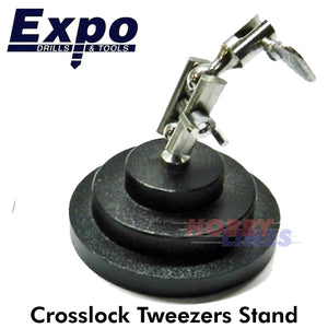 Crosslock Tweezers Stand Third Hand Adjustable heavy metal base Expo Tools 79599