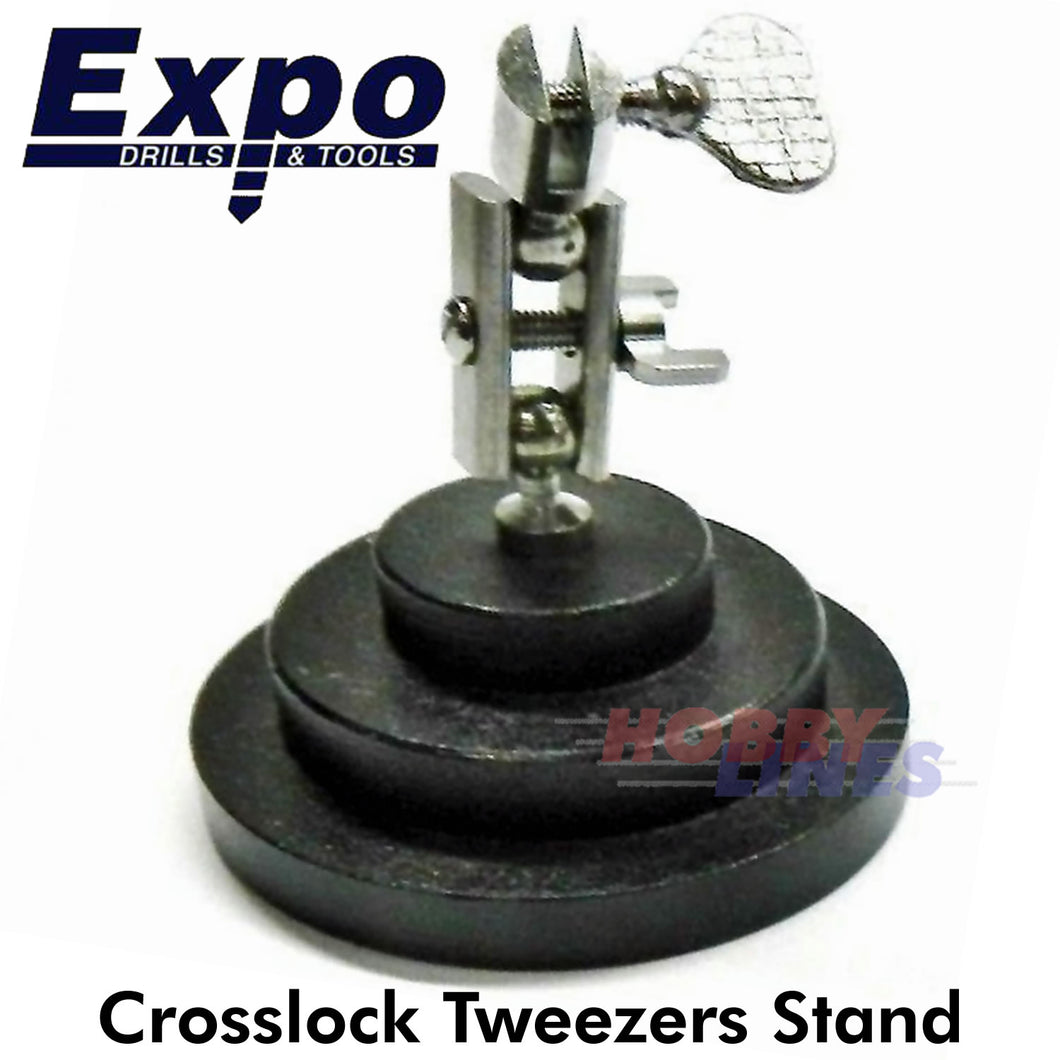 Crosslock Tweezers Stand Third Hand Adjustable heavy metal base Expo Tools 79599