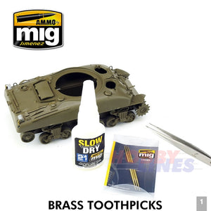BRASS TOOTHPICKS 3 pieces High Quality Machined Brass AMMO Mig Jimenez Mig8026