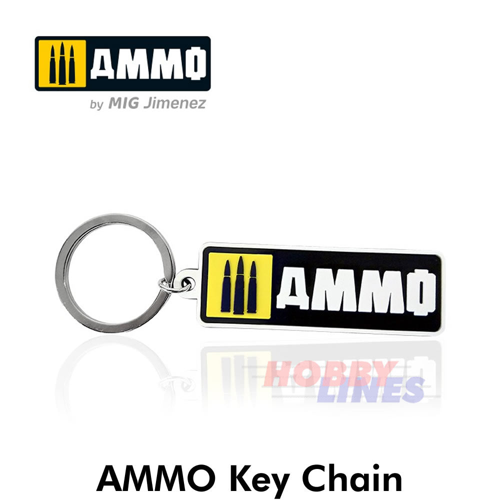 Key Chain AMMO 3D Logo Fob PVC metal ring 60x20 mm AMMO by Mig Jimenez Mig8048