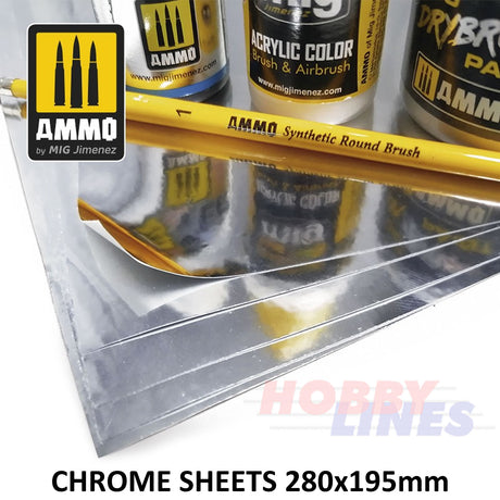 CHROME SHEETS Self Adhesive 280x195mm 5 pack AMMO By Mig Jimenez Mig8248