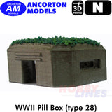 WWII PILL BOX (type 28) 3D Printed Ready to Plant N 1:148 Ancorton Models N3DP3