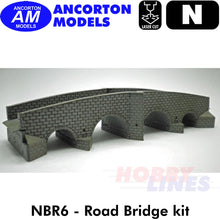 Load image into Gallery viewer, ROAD BRIDGE stone built Four Arched laser cut kit N 1:148 Ancorton Models NBR6
