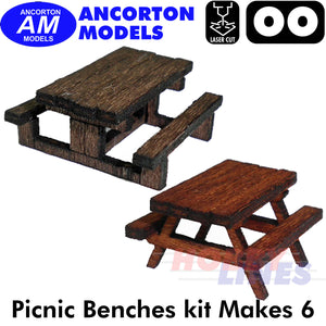 PICNIC TABLES / BENCHES laser cut kit OO gauge 1:76 scale Ancorton Models OOPT1