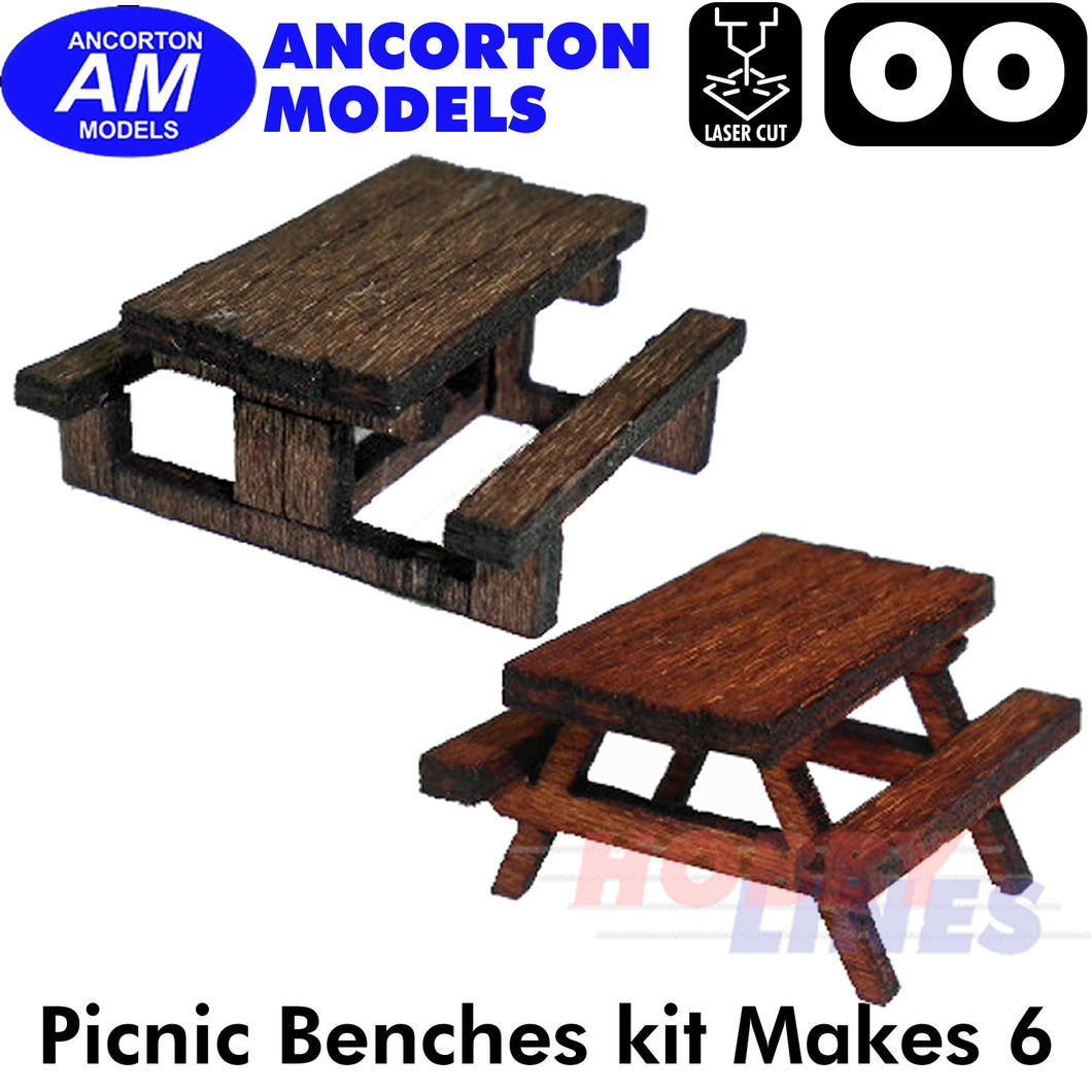 PICNIC TABLES / BENCHES laser cut kit OO gauge 1:76 scale Ancorton Models OOPT1