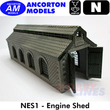 Load image into Gallery viewer, ENGINE SHED station building laser cut kit N 1:148 Ancorton Models NES1
