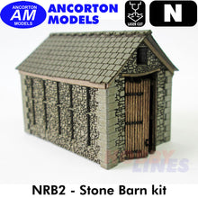 Load image into Gallery viewer, BARN STONE BUILT building laser cut kit N gauge 1:148 scale Ancorton Models NRB2
