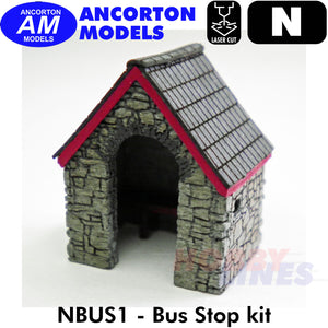 BUS STOP shelter stone built laser cut kit N 1:148 Ancorton Models NBUS1