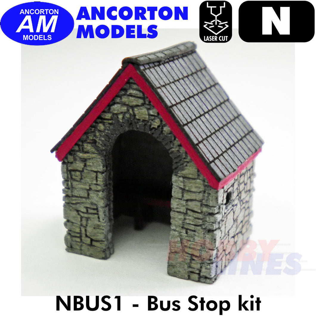 BUS STOP shelter stone built laser cut kit N 1:148 Ancorton Models NBUS1