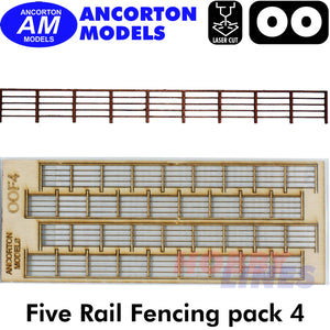 WOODEN FENCING Five Rail Flat Top kit OO gauge1:76  scale Ancorton Models OOF4