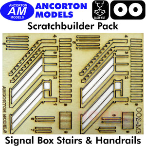 SIGNAL BOX Stairs & Handrails laser cut kit OO 1:76 Ancorton Models OOS-M3